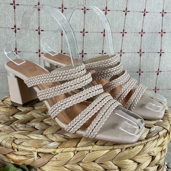 TED BAKER London “Emmalii” Strappy Slide Sandal Nude Pink Leather Braided Sz 7 - Picture 2 of 10